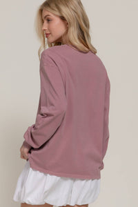 Long Sleeve Round Neck Garment Dye Tee
