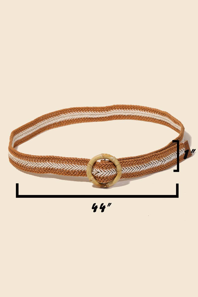 Two Tone Striped Braided Belt
