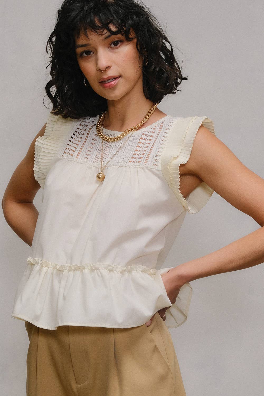 Pleated Detail Cotton Top – Lark & Lily Boutique