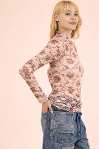 Sheer Mesh Lace Knit Top