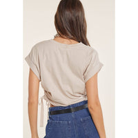 GATHERED SIDE GRUNGE CROP COTTON TOP