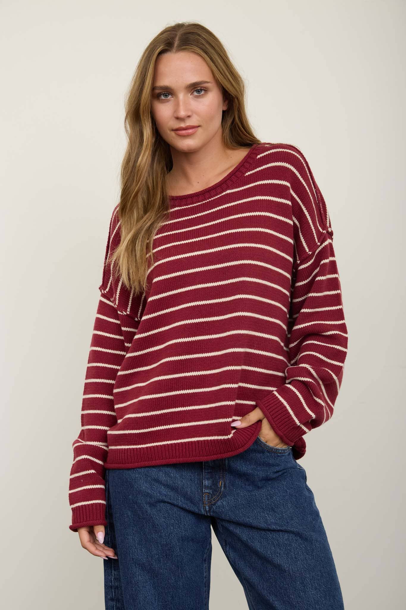 Striped Drop Shoulder Sweater