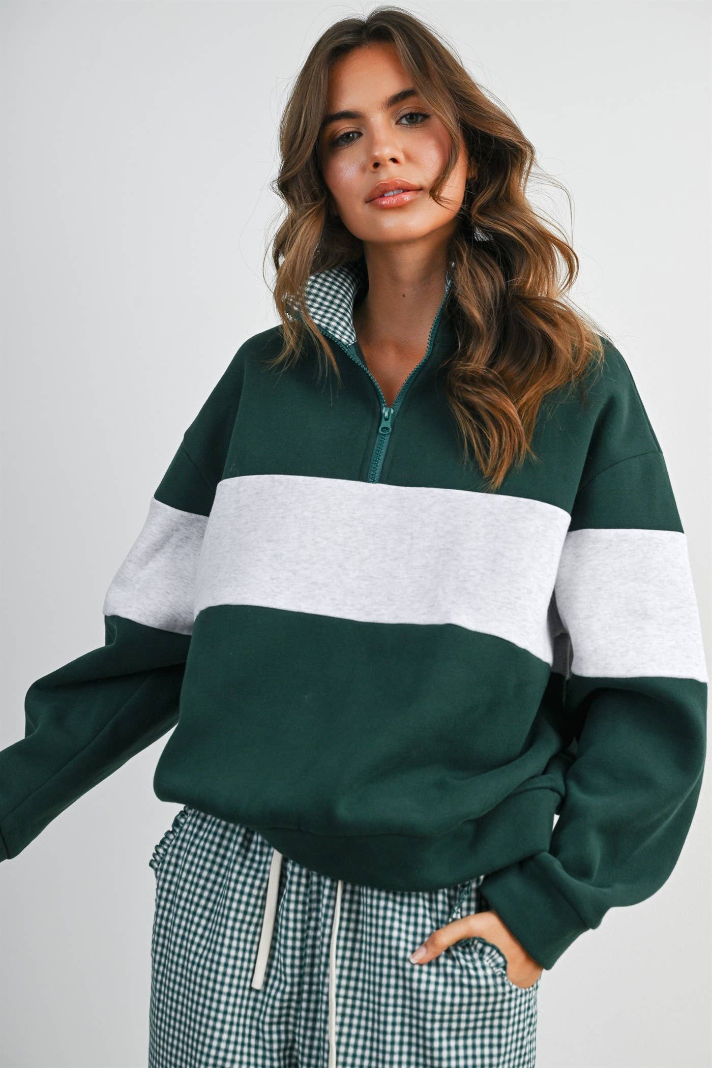 Colorblock Quarter-Zip Sweatshirt-BMT8510