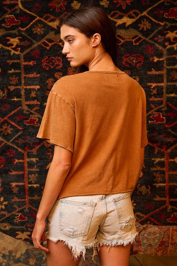 'MIDWEST' Mineral Washed Graphic Top