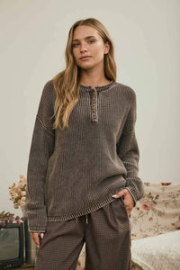 Washed Henley Sweater