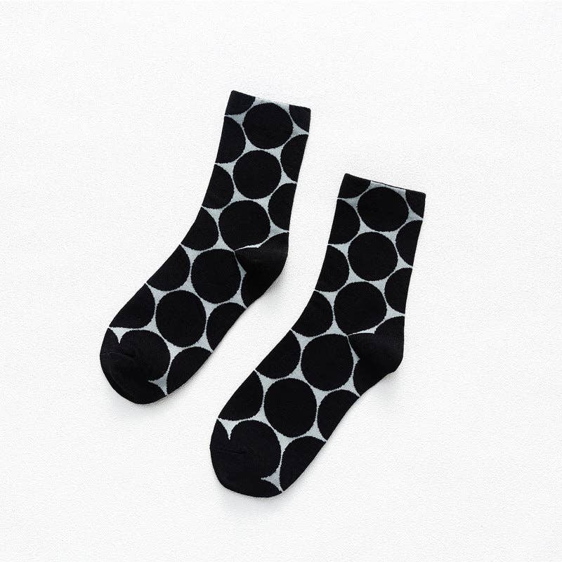 Simple Polka Dot Mid Calf Socks (5 Pairs)