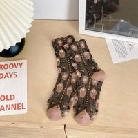 Vintage Style Floral Crew Socks (5 Pairs)