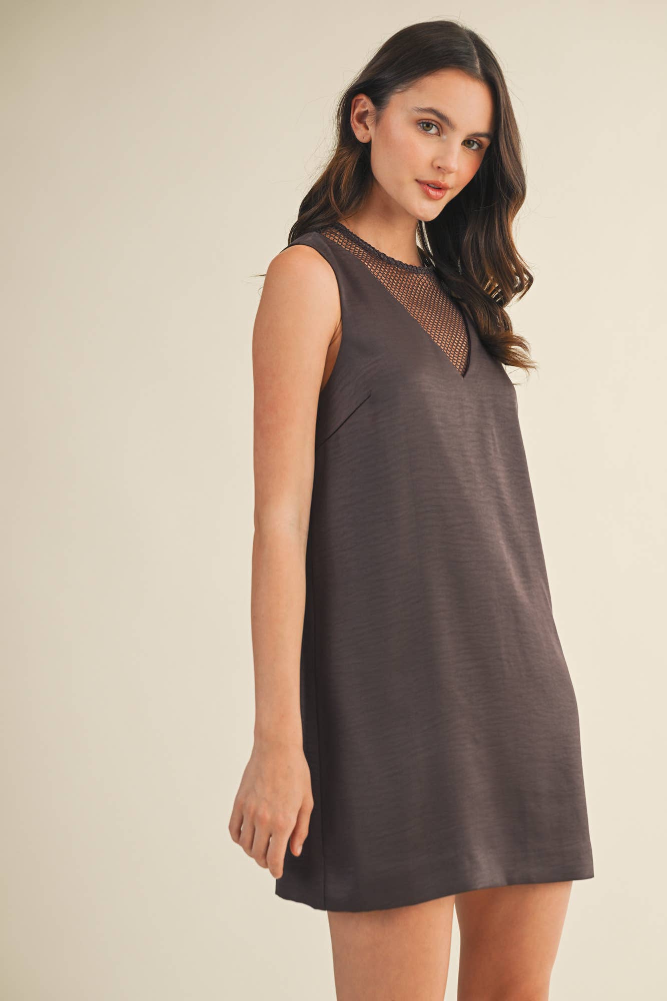 Mesh Contrast Sleeveless Dress
