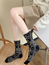 Vintage Style Floral Crew Socks (5 Pairs)