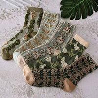 Vintage Floral Printed Socks (5 Pairs)
