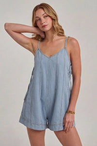 Pin Stripe Denim Romper