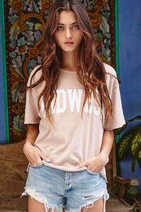 'MIDWEST' Mineral Washed Graphic Top