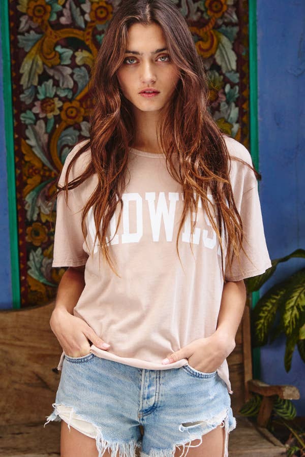 'MIDWEST' Mineral Washed Graphic Top