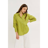 COTTON STRIPE BUTTON-DOWN SHIRT WITH LAPEL COLLAR