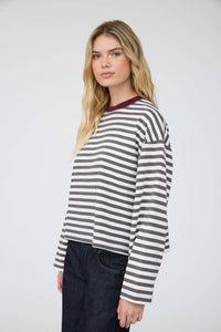 Boxy Striped Wide Sleeve Top