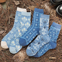Vintage Floral Printed Socks (5 Pairs)