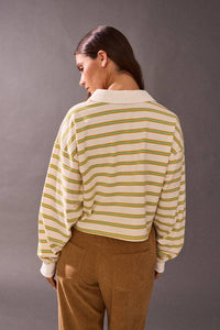 PT17177-1 - Striped long-sleeve collar polo shirts