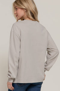 Long Sleeve Round Neck Garment Dye Tee