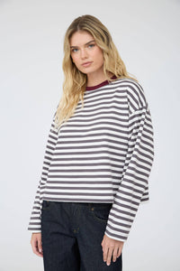 Boxy Striped Wide Sleeve Top