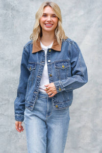 Corduroy Collar Denim Jacket