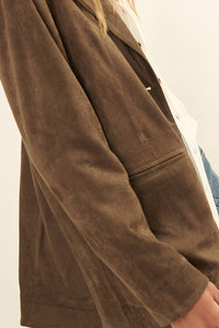 Suede Button Front Pocket Jacket