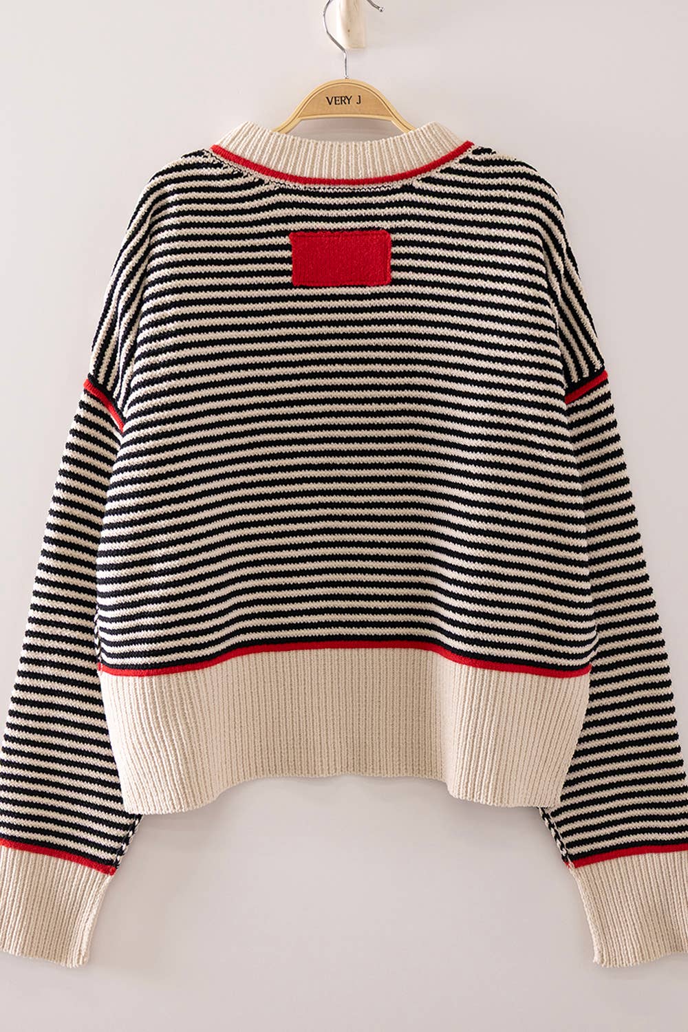 Contrast Trim Stripe Knit Sweater