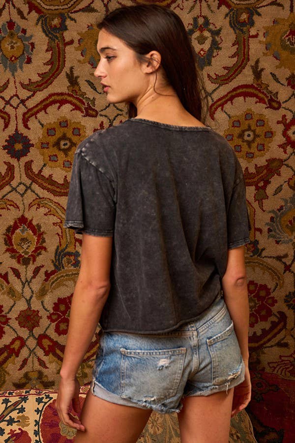 'MIDWEST' Mineral Washed Graphic Top