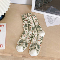Vintage Style Floral Crew Socks (5 Pairs)