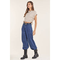 GATHERED SIDE GRUNGE CROP COTTON TOP