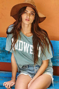'MIDWEST' Mineral Washed Graphic Top