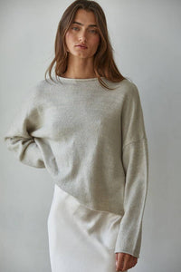Rolled Round Neck Pullover Sweater