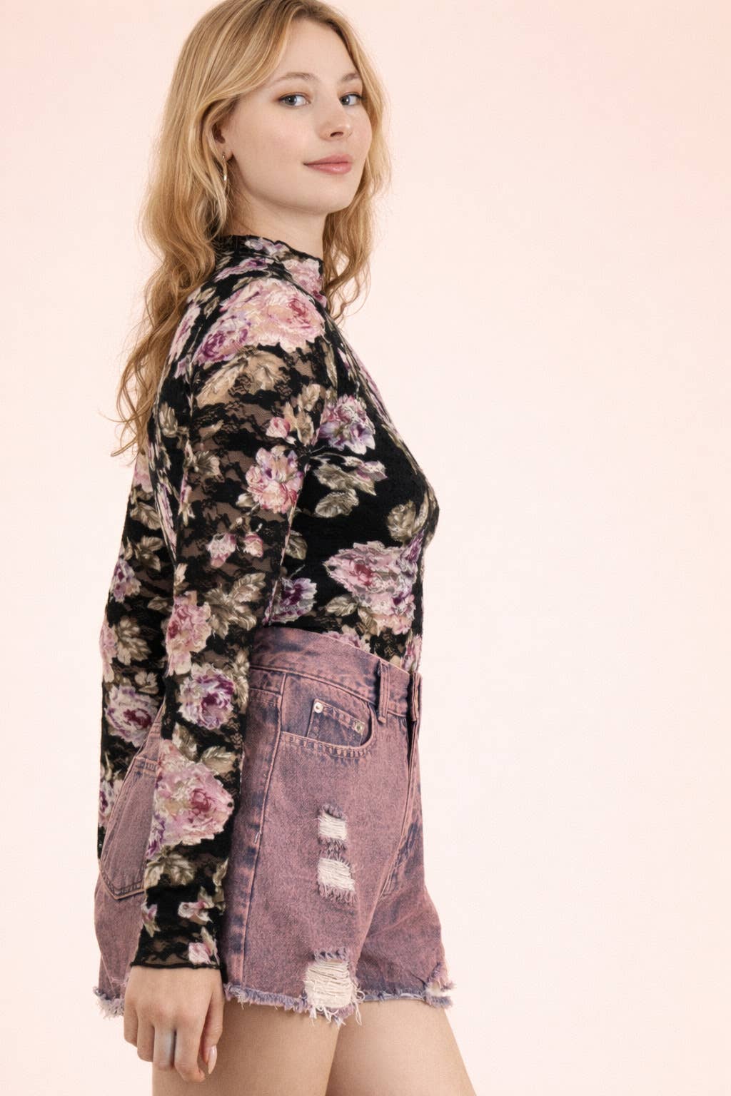 Sheer Mesh Lace Knit Top