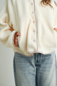 Snap Mock Neck Sherpa Fleece Jacket