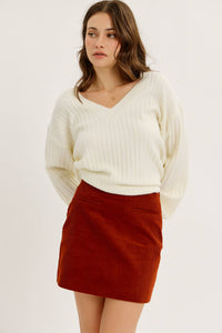 CLOUD SOFT OVERSIZED RIBBED SWEATER TOP WITH BELL SLEEVES