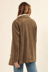 Suede Button Front Pocket Jacket