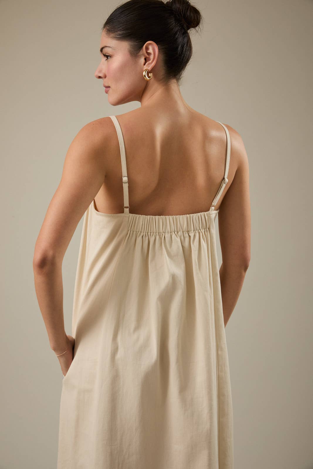 Solid A-Line Midi Dress