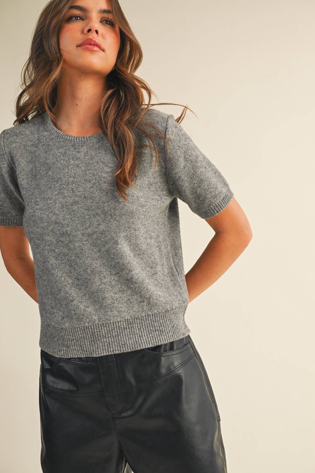 Short Sleeve Crew Neck Sweater