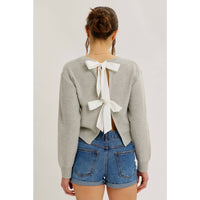 Contrast Bow Tie Back Sweater