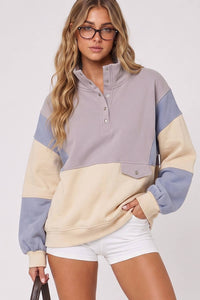 Colorblock Half Snap Sweatshirt