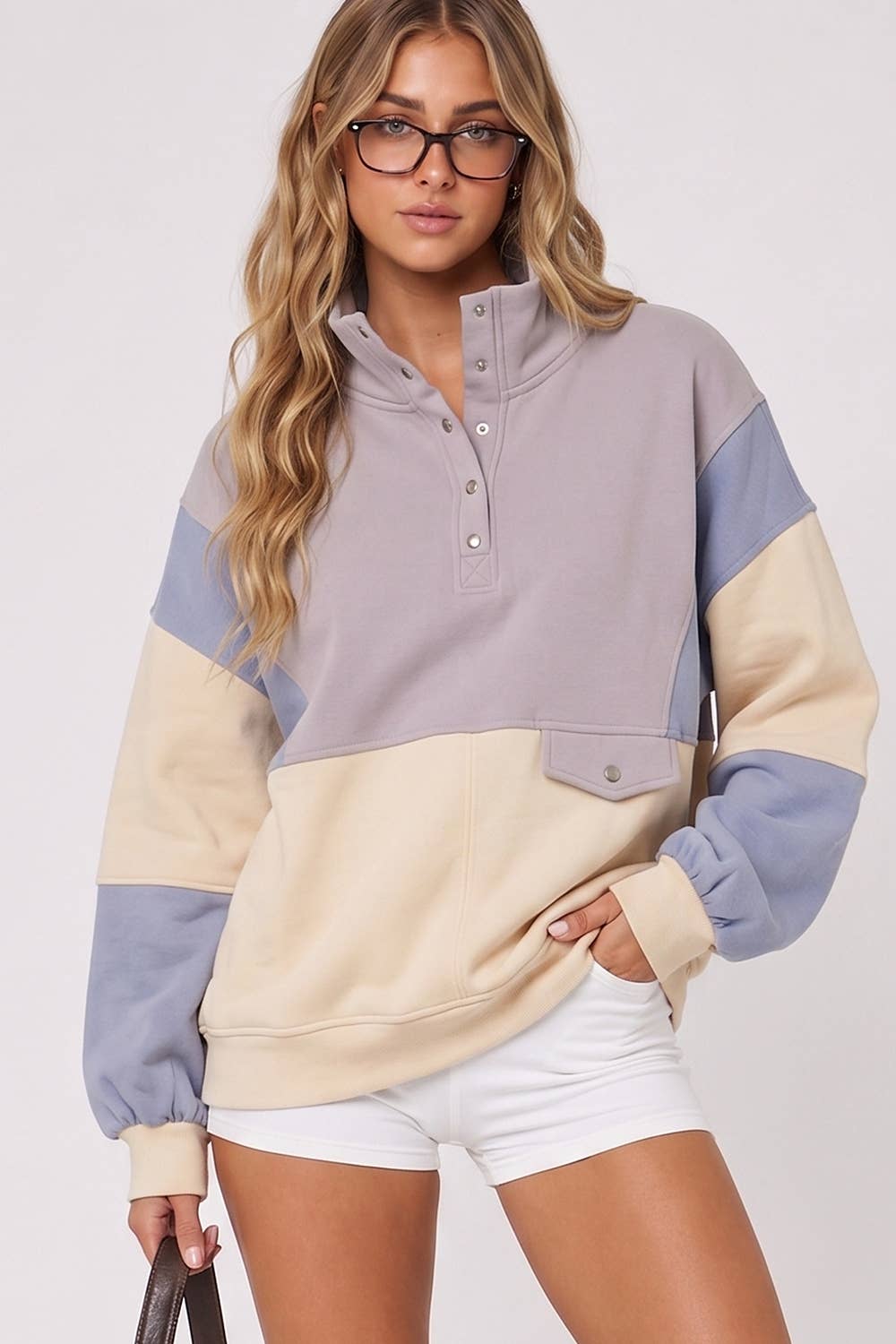 Colorblock Half Snap Sweatshirt