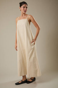 Solid A-Line Midi Dress