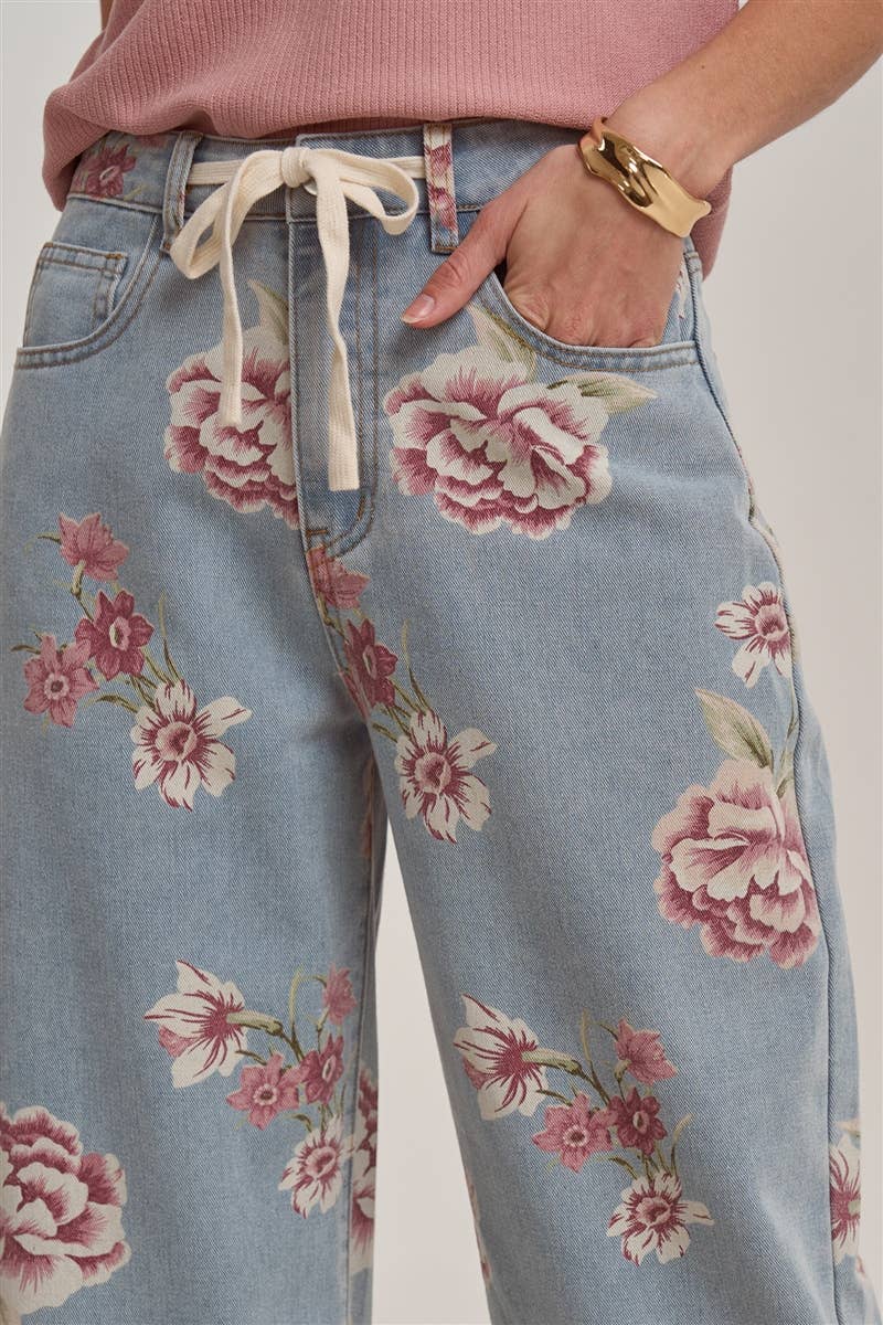 Floral Print Denim