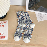 Vintage Style Floral Crew Socks (5 Pairs)