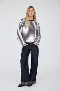 Boxy Striped Wide Sleeve Top