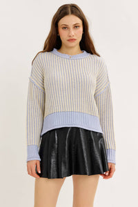 Two Tone Striped Oversized Sweater