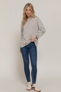 Long Sleeve Round Neck Garment Dye Tee