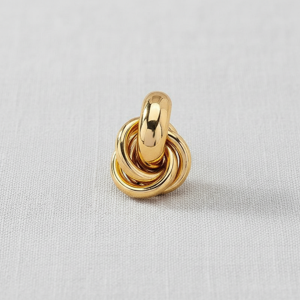 Gold Tone Geometric Twist Earrings