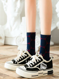 Simple Polka Dot Mid Calf Socks (5 Pairs)
