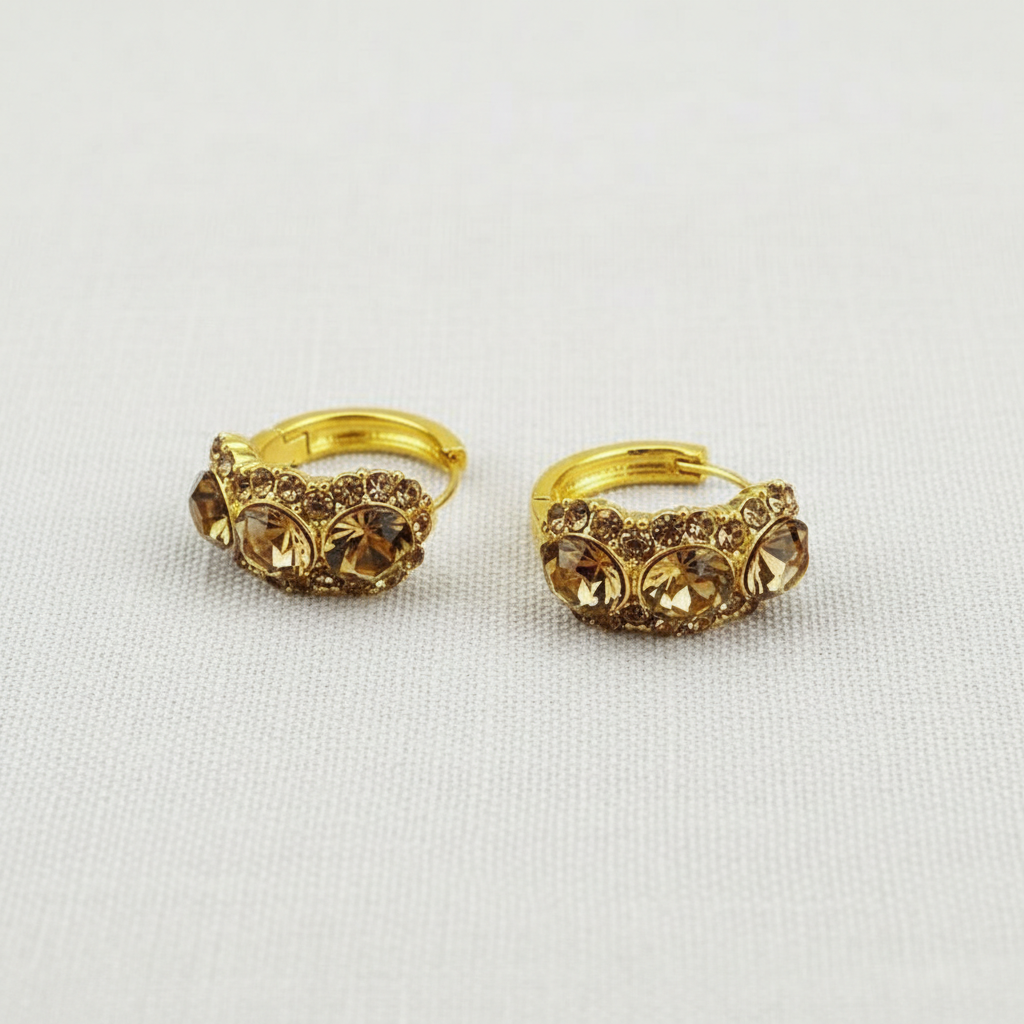 Chic Brown Zircon Hoop Earrings