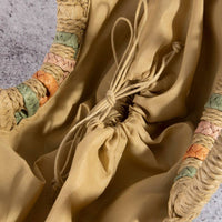 Striped Straw Weave Round Rope Handle Tote Bag